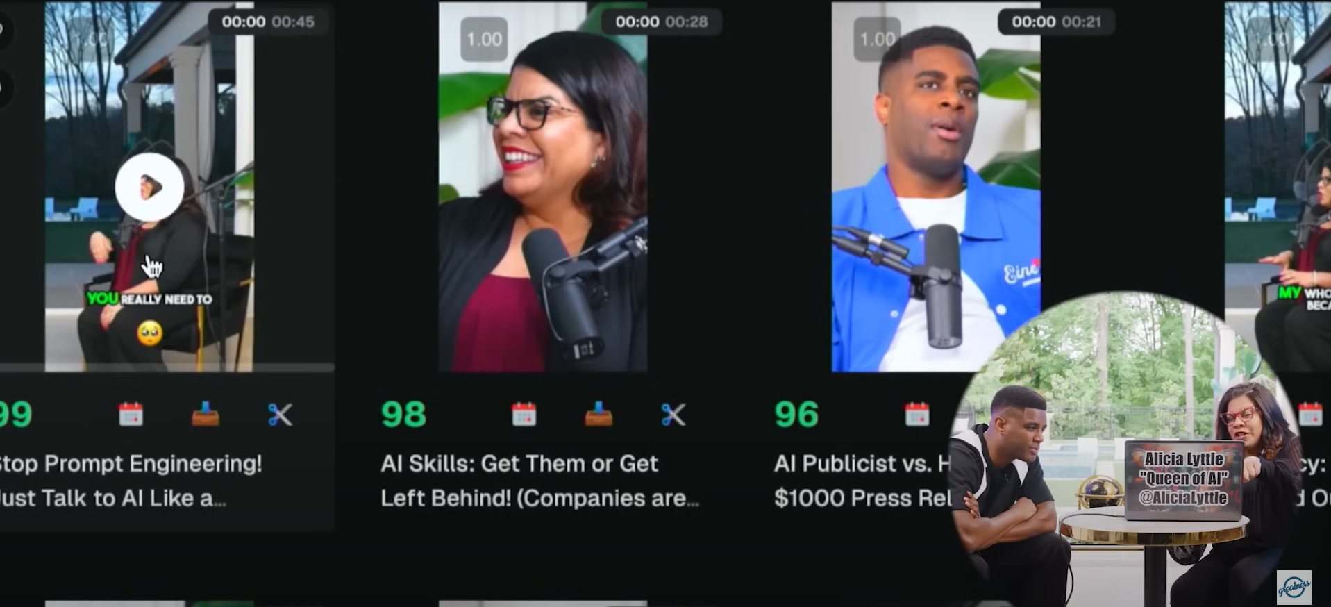 Alicia Lyttle demonstrating ai automation with OpusClip to generate short-form content from long-form video
