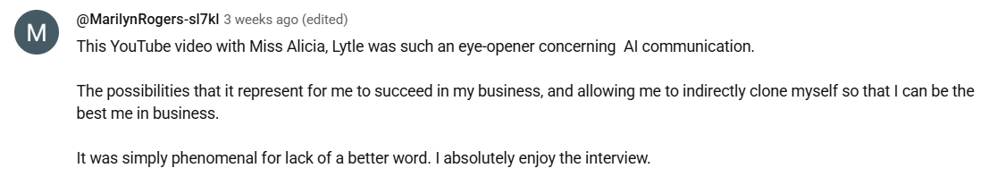Viewer reflects on the possibilities of AI for Entrepreneurs and praises the podcast as phenomenal.