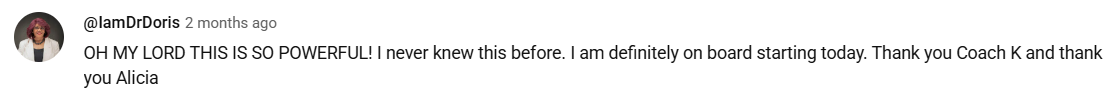 Viewer reaction to AI for Entrepreneurs podcast, describing it as powerful and life-changing.