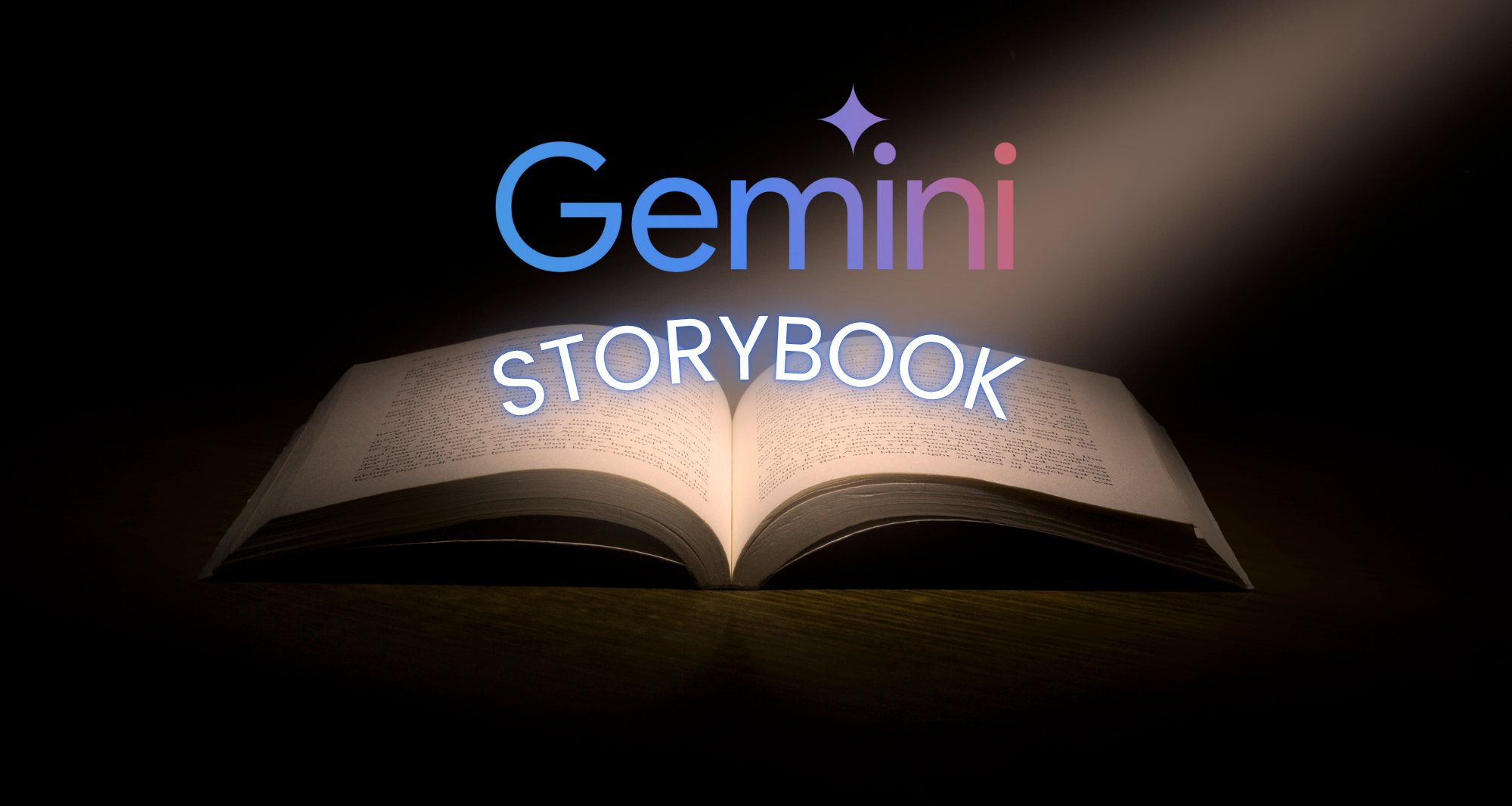 Gemini AI Storybook logo over an open book representing Google's visual storytelling feature