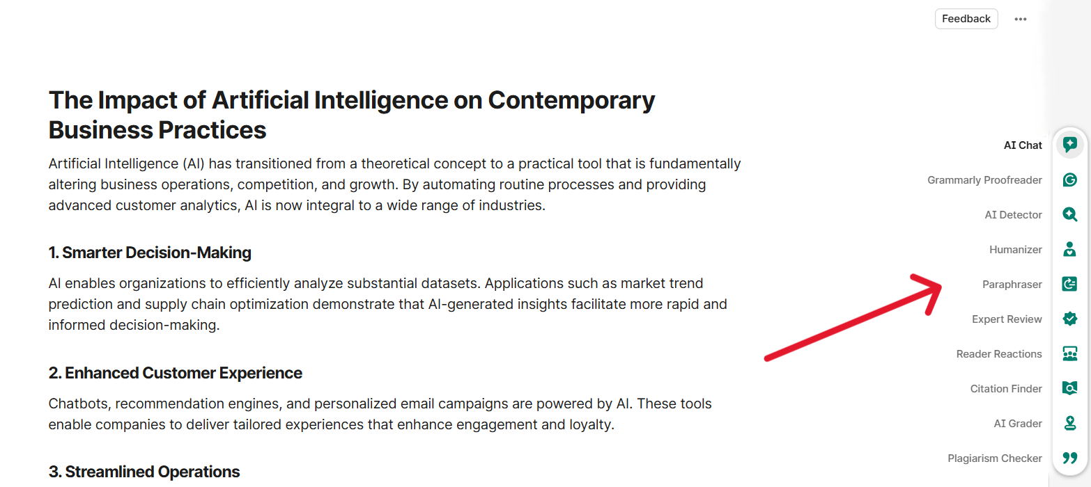 Grammarly Docs interface showcasing AI features and writing support tools