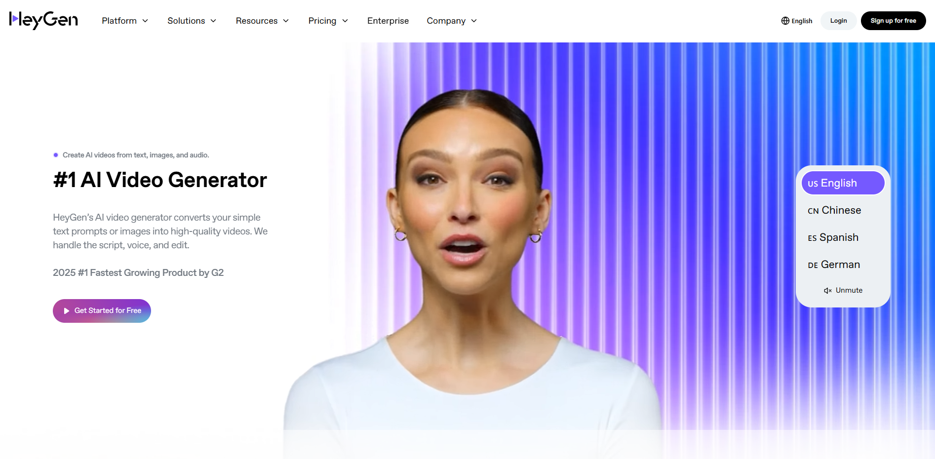 HeyGen AI tools homepage for creating videos from text and images
