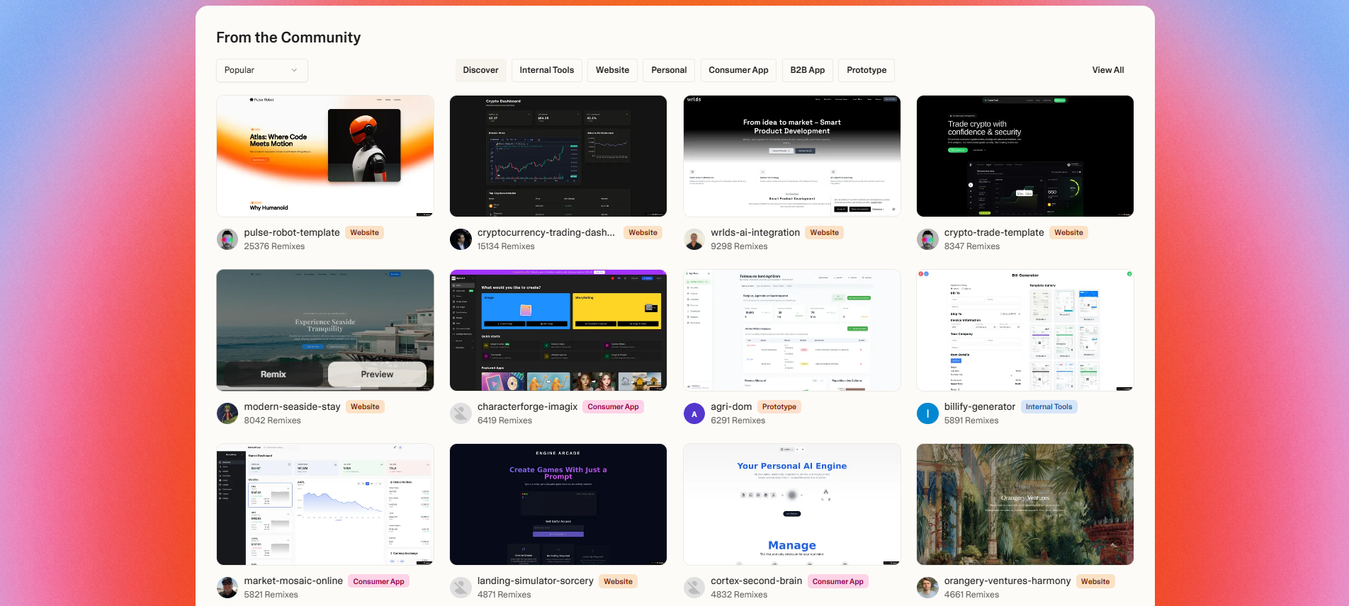 Lovable.dev AI tools community templates for building apps and websites