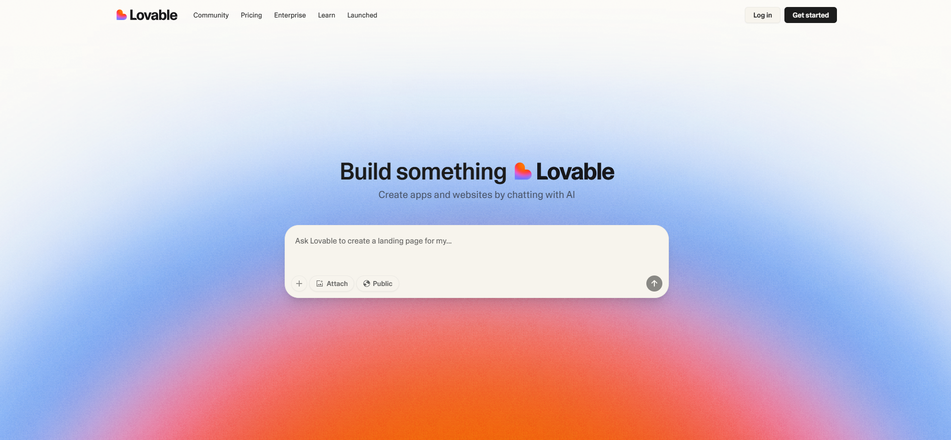 Lovable.dev AI tool homepage for building apps and websites