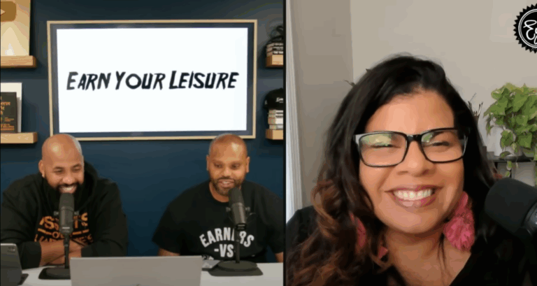 Alicia Lyttle with Troy and Rashad on Earn Your Leisure podcast discussing AI for content creation