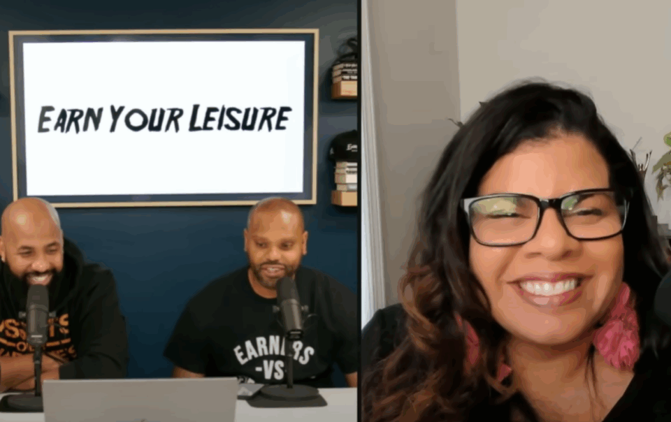 Alicia Lyttle with Troy and Rashad on Earn Your Leisure podcast discussing AI for content creation