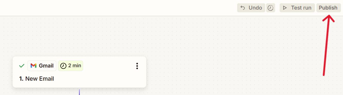 Gmail to Google Sheets automation publish workflow in Zapier