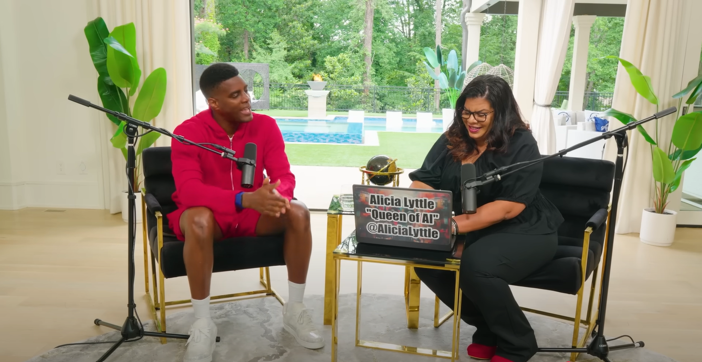 Alicia Lyttle in podcast conversation setting, introducing practical ways to make money with AI