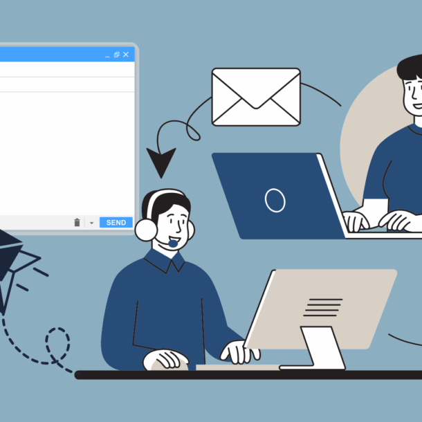 Illustration of professionals using Google Gemini scheduling to streamline email coordination and calendar management.