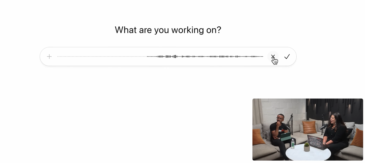 Voice input interface showing collaboration on scaling with AI