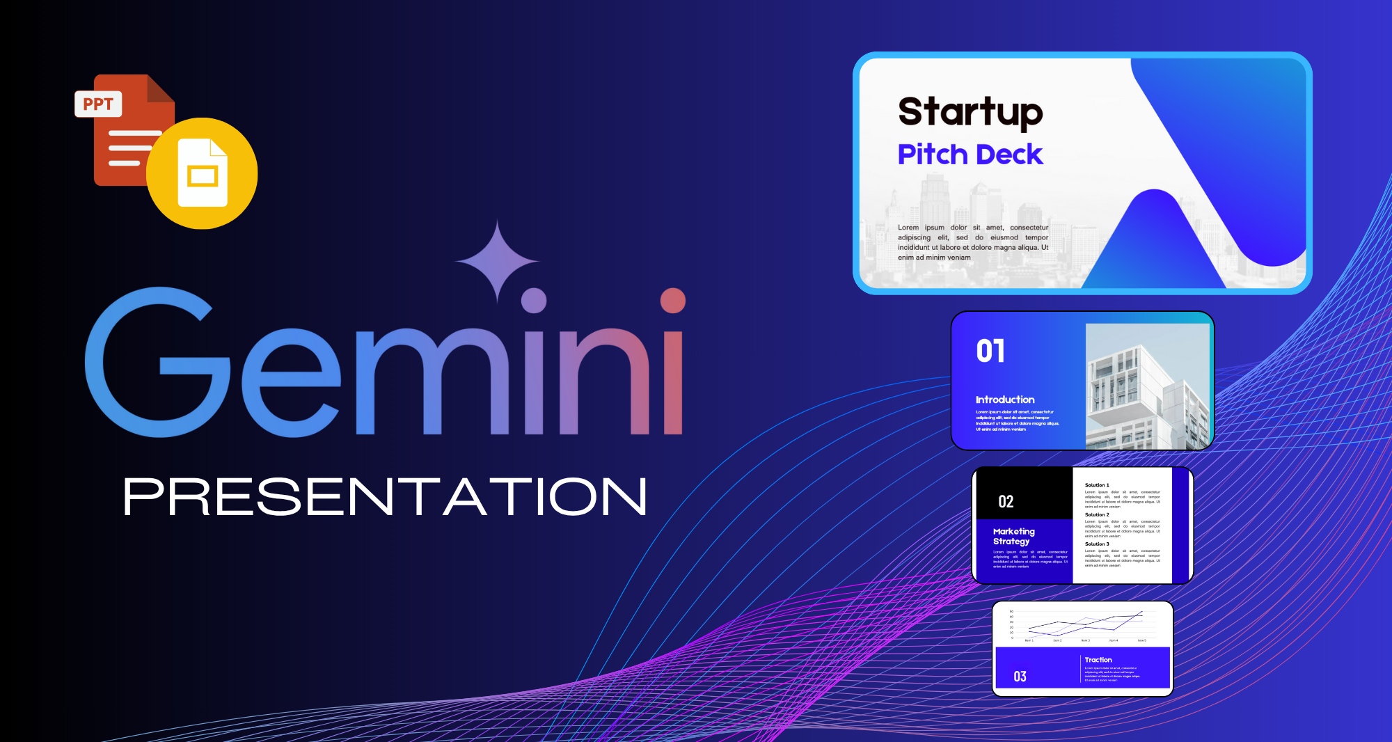 AI presentations thumbnail featuring Gemini slide samples
