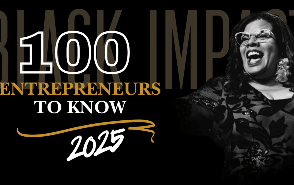 Promotional graphic for BLK Impact featuring Alicia Lyttle in 100 Entrepreneurs to Know 2025