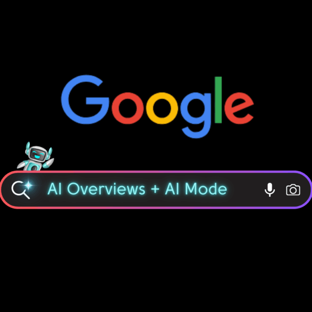 Google search interface showing AI Overviews with AI Mode integration