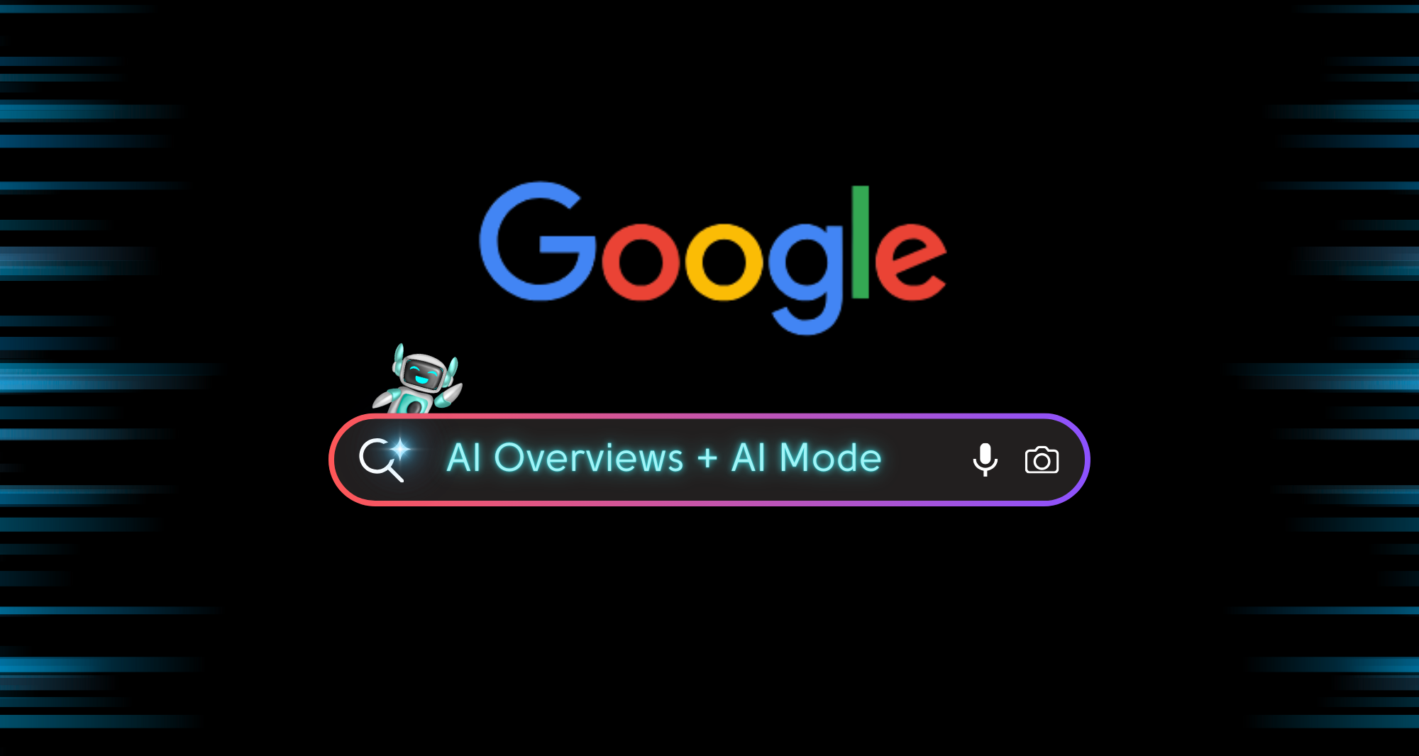Google search interface showing AI Overviews with AI Mode integration