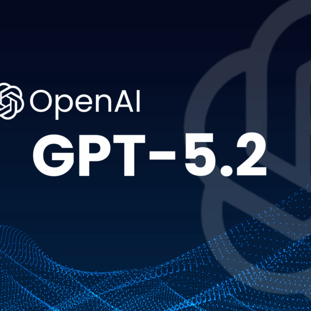 OpenAI GPT-5.2 promotional graphic with digital wave background