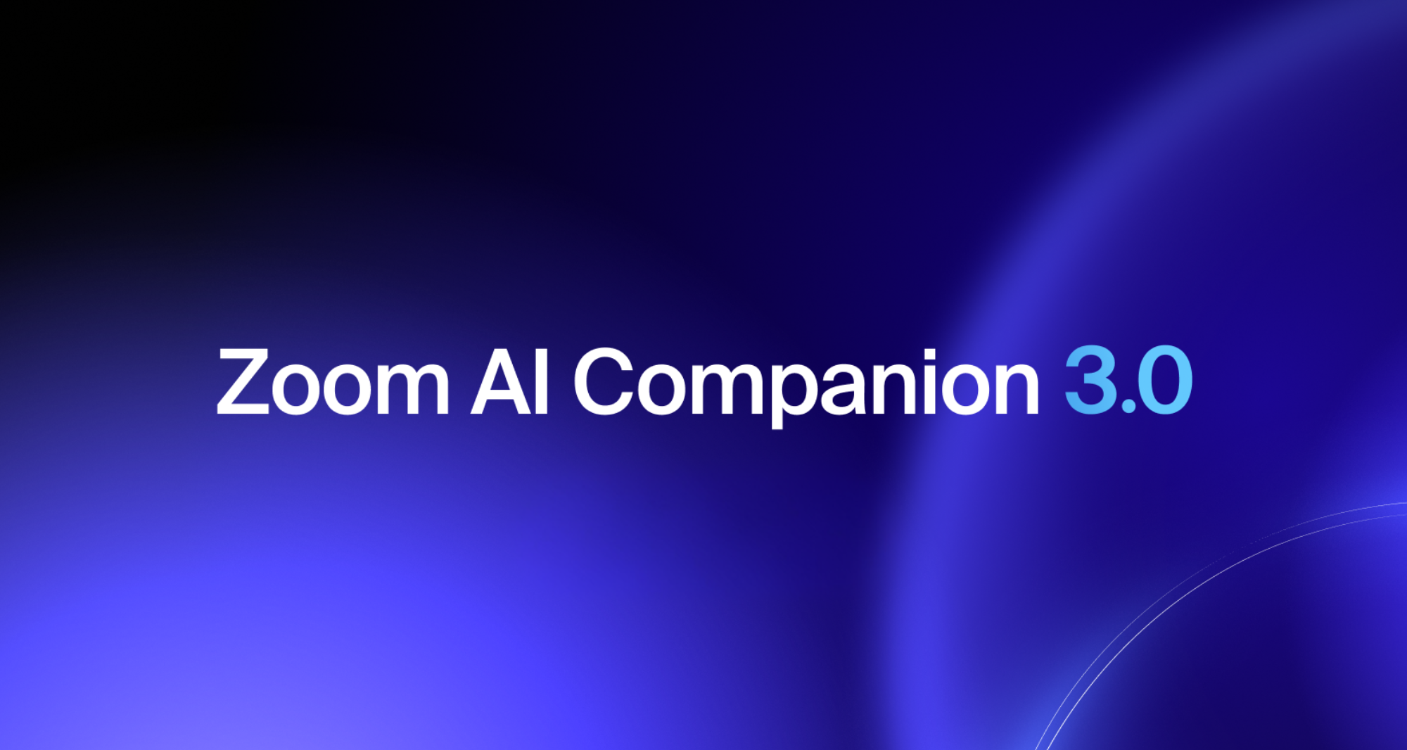 Zoom AI Companion 3.0 promotional graphic with gradient background